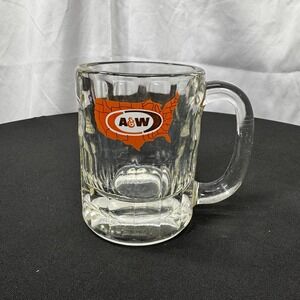 #1615 - SMALL VINTAGE A&W ROOT BEER GLASS MUG - 4-3/8" TALL